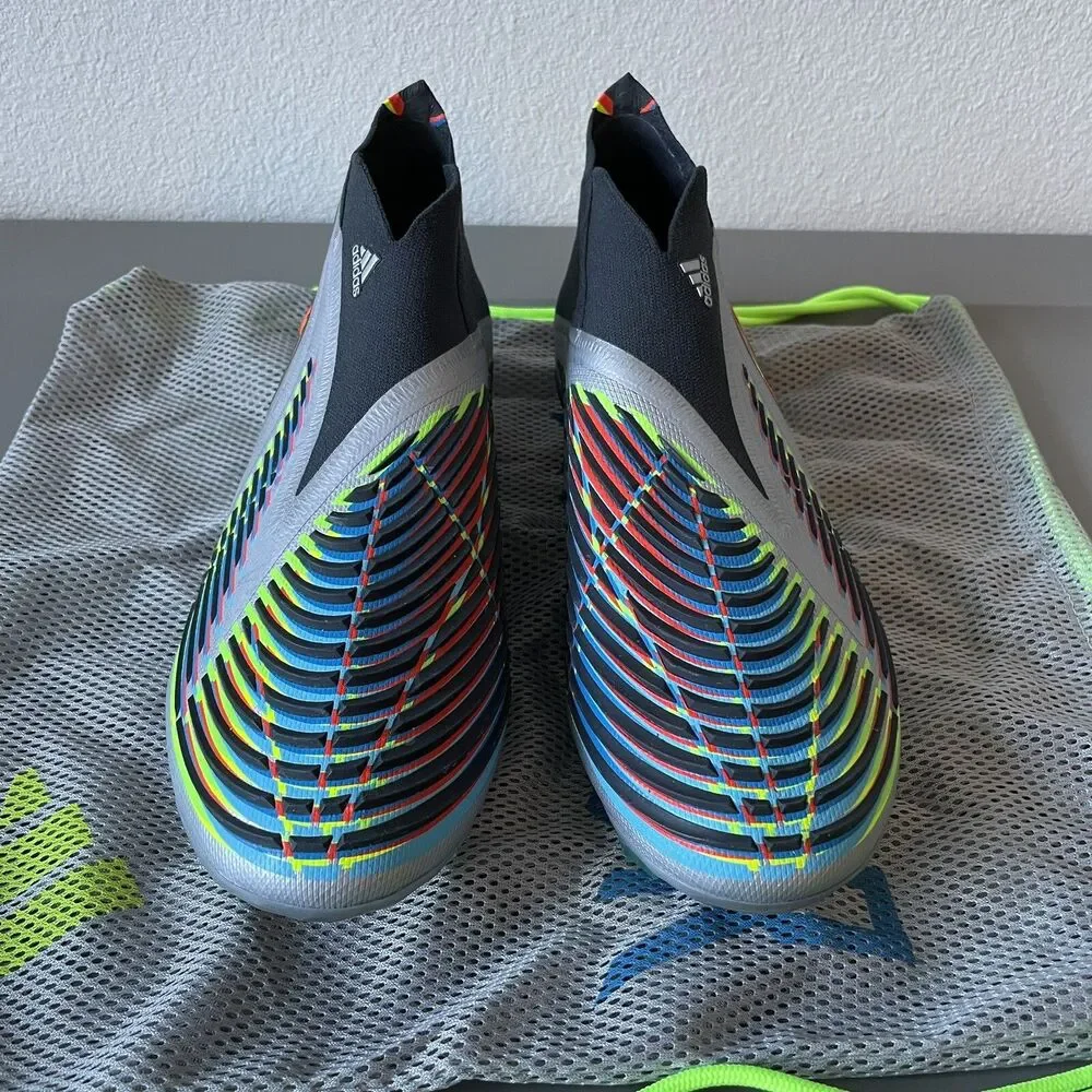 Adidas Predator Edge+ FG Silver Metallic Black HR1560 Men's Soccer Cleat Sz 11